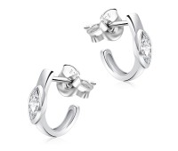 Shining Curved With CZ Stone Silver Ear Stud STS-5316